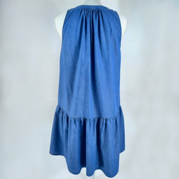 Loft Dress Chambray Small Dropped Waist Summer Lightweight Sleeveless Halter - Picture 2 of 10